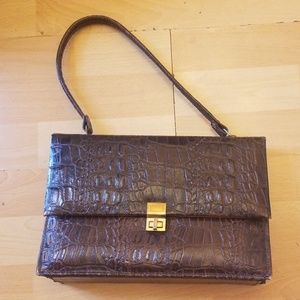 Genuine Crocodile Handbag Vintage Brown